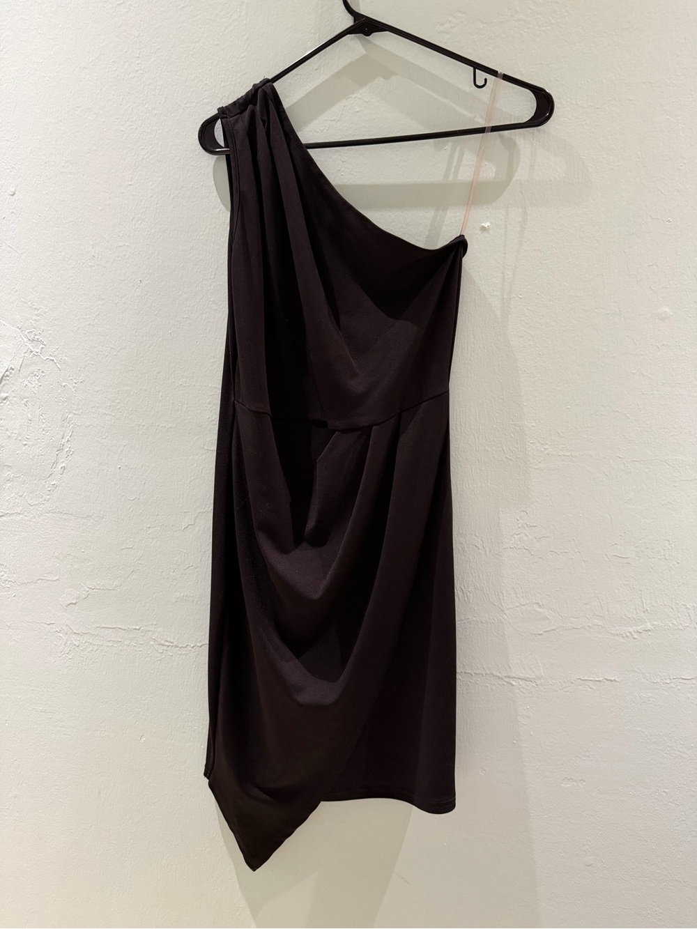 One-Shoulder Black Draped Women’s Dress